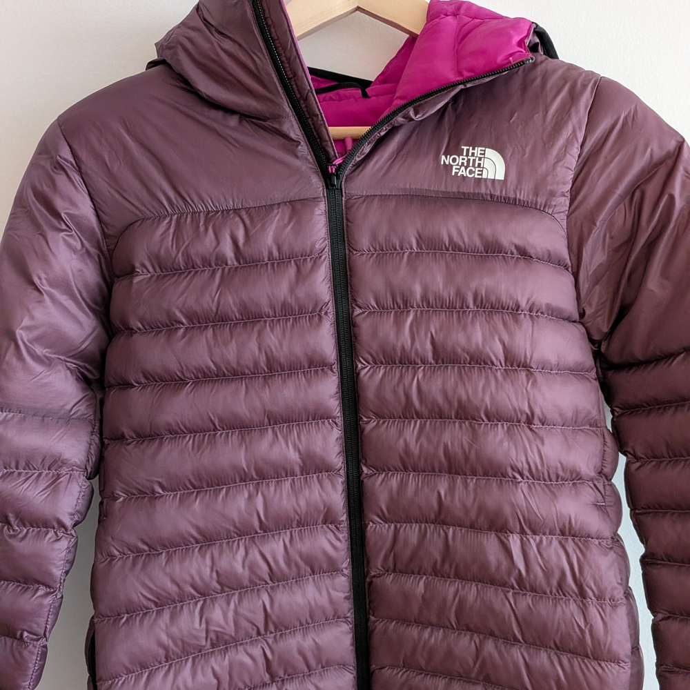 The North Face Women's Jacket in Plum Exterior with Bright Pink Interior